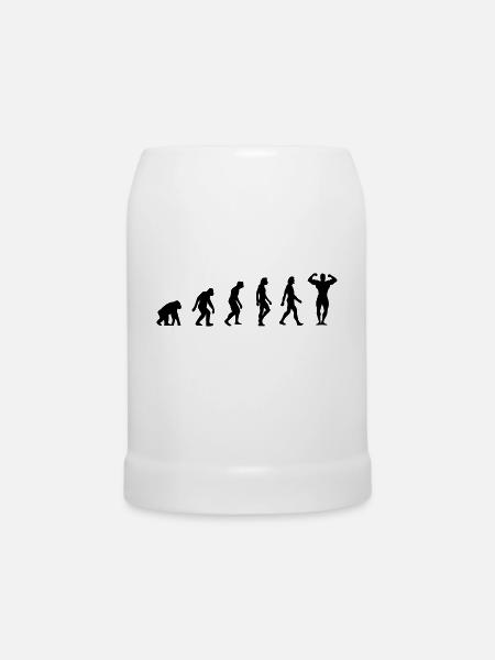 Die Evolution von Bodybuilding - Bierkrug - Weiß