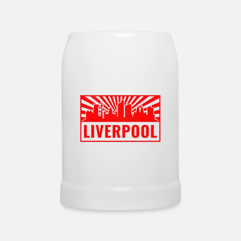 La silhouette de Liverpool en Red Rays - Chope en céramique - blanc