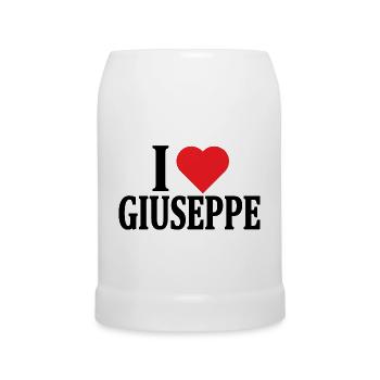 T-Shirt Ich liebe Giuseppe T-Shirt Geschenkidee - Bierkrug - Weiß - Vorne