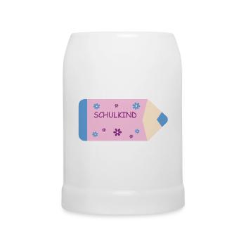 Crayon de couleur rose bleu clair petites fleurs - Écolier - Chope en céramique - blanc - Devant