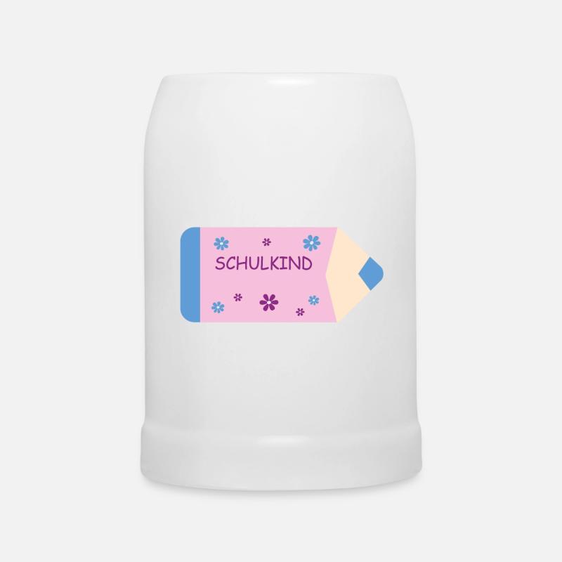 Buntstift rosa hellblau kleine Blumen - Schulkind - Bierkrug - Weiß