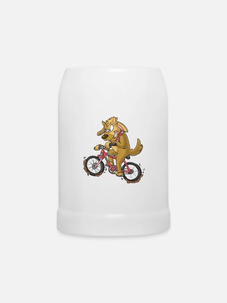 Biker Hund / Bikender Hund - Bierkrug - Weiß