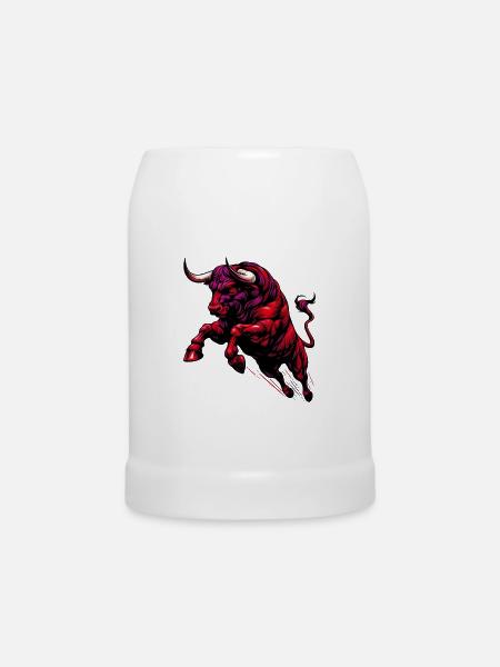 Stier - Bierkrug - Weiß