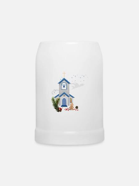 Weihnachten mit Kirche - Bierkrug - Weiß