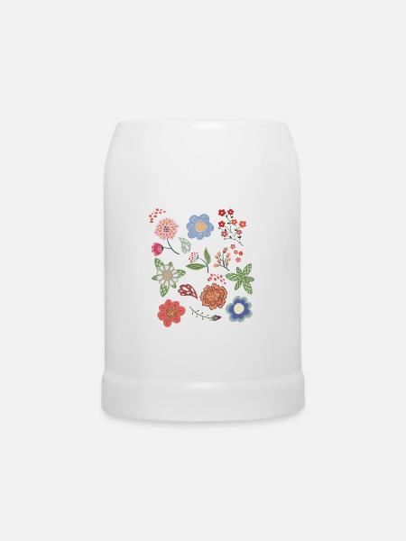 Blumen Fantasie - Bierkrug - Weiß