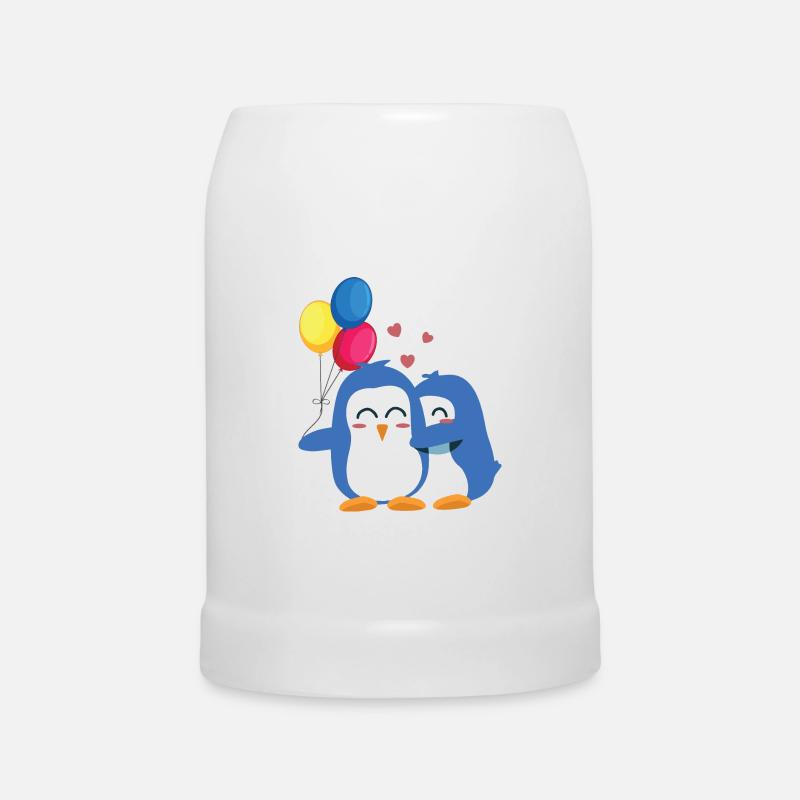 Penguins with Balloons - Beer Mug - white