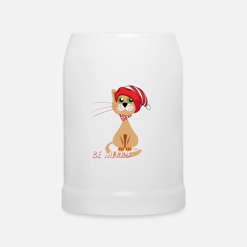 sois Joyeux Chat de Noël - Chope en céramique - blanc