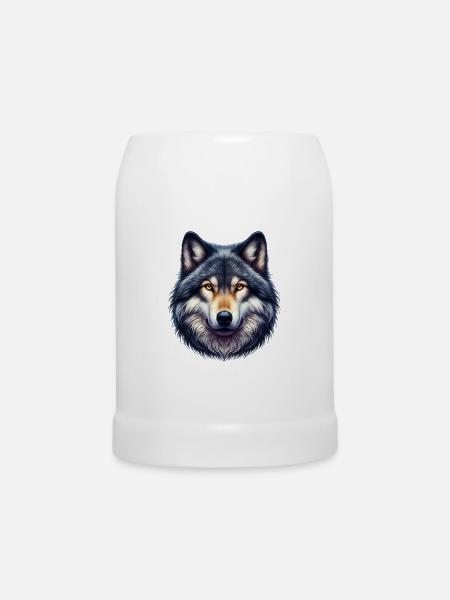 Wolf - Bierkrug - Weiß