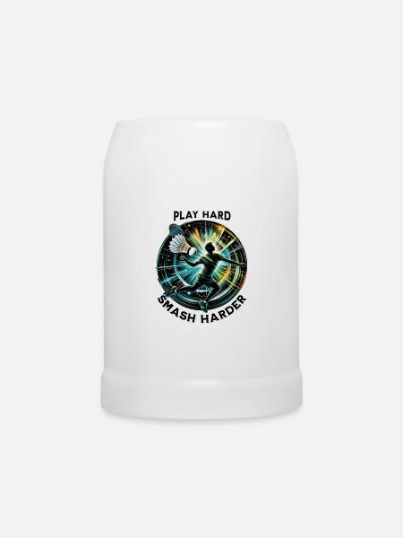 Play Hard, Smash Harder - Bierkrug - Weiß