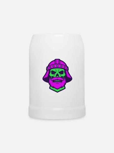Skull Warrior Pop Art - Bierkrug - Weiß