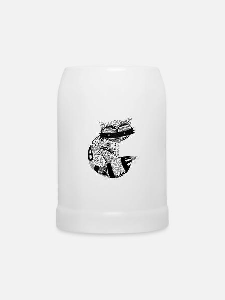 Waschbär - Bierkrug - Weiß