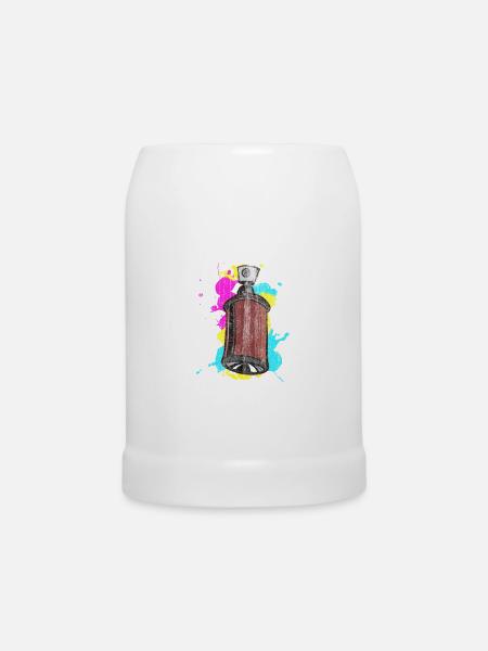 Graffiti Spraydose mit Spritzfarben - Bierkrug - Weiß
