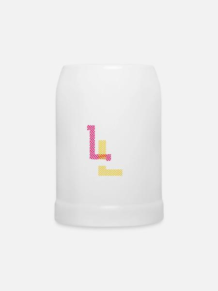 L - Anfangsbuchstaben Design Geschenke - Bierkrug - Weiß