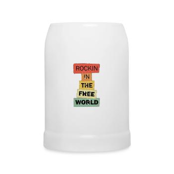 Rockin in the Free World funny quote saying gift - Beer Mug - white - Front