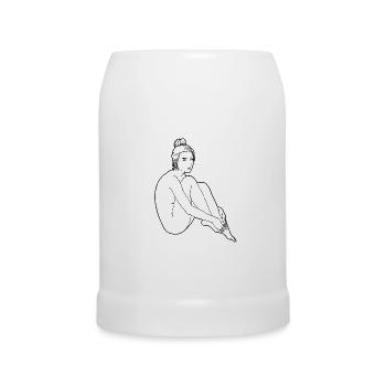 Naked woman silhouette erotic sexy girl sexuality - Beer Mug - white - Front