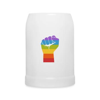 Gay Pride LGBT gay fist hand gay - Beer Mug - white - Front
