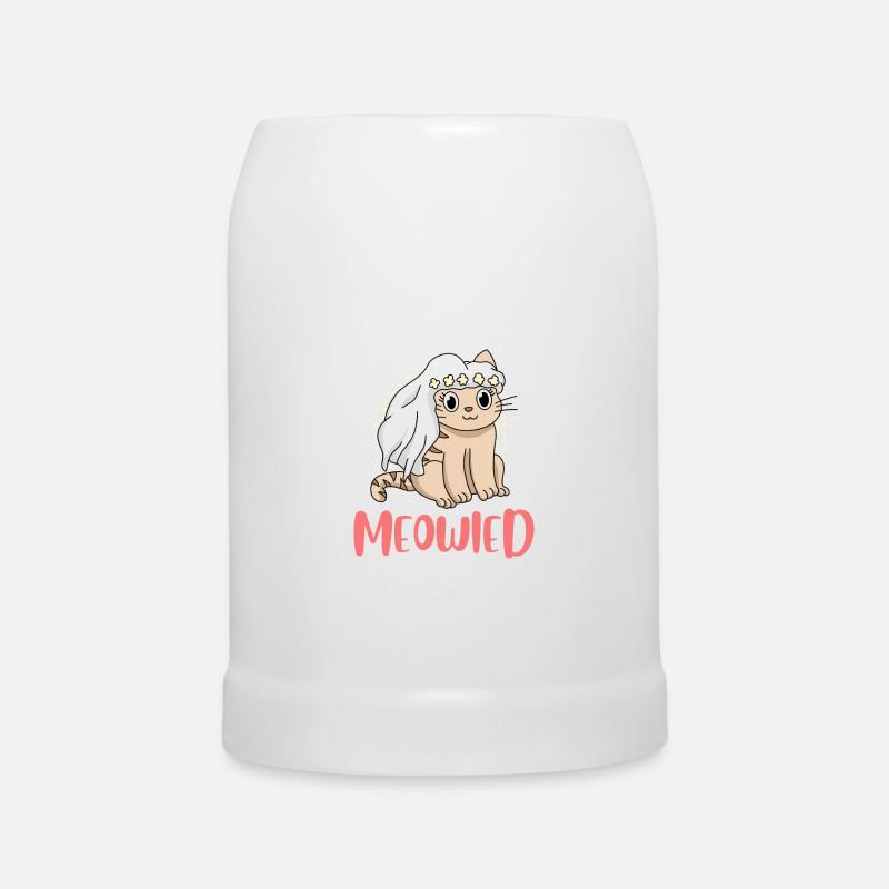 Je me marie Rigolo chat chat - Chope en céramique - blanc