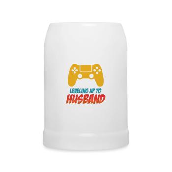 Cadeau de mariage Leveling up to Husband hommes - Chope en céramique - blanc - Devant