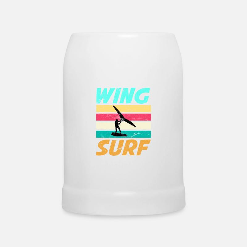 Wing Foil Retro Vintage Wing Surf Wingsurfer - Bierkrug - Weiß