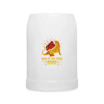 Bonne chance Joyeux Nouvel An chinois du Tigre 2022 - Chope en céramique - blanc - Devant