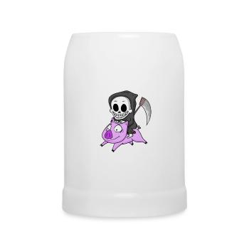 Grim Reaper and Pig - Beer Mug - white - Front