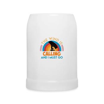 Wing Foil Spruch Wind is calling Wing Surf - Bierkrug - Weiß - Vorne