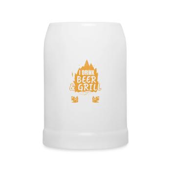Papa Chef Of The Barbecue Grills Father BBQ - Beer Mug - white - Front