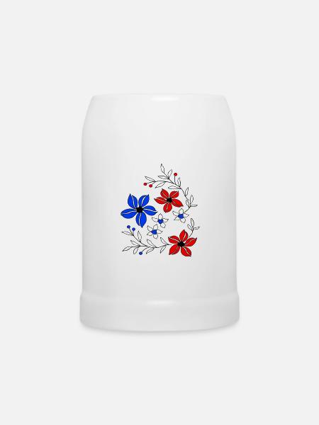 Blumenranke, Ornament - Bierkrug - Weiß