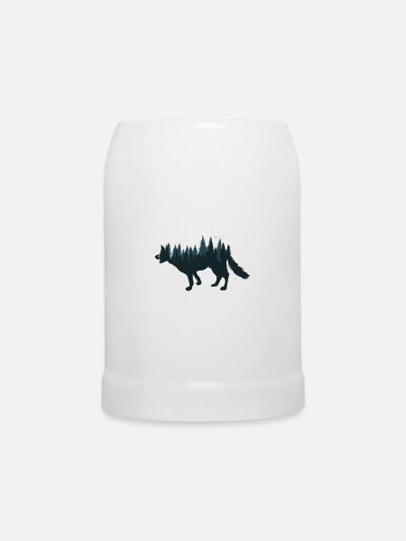 Waldwolf im Nebelwald - Bierkrug - Weiß