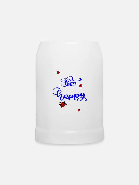 be happy - Bierkrug - Weiß