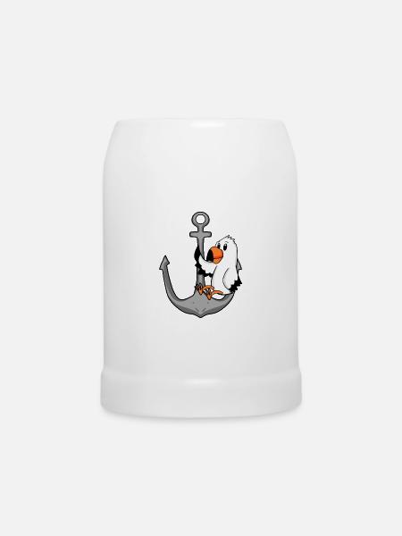 Anker Möwe Motiv - Bierkrug - Weiß