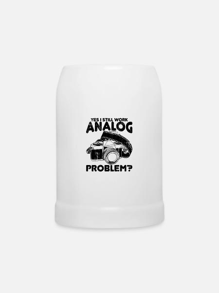 Ja ich arbeite noch analog - Bierkrug - Weiß