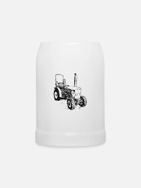 Schmalspurschlepper Traktor - Bierkrug - Weiß