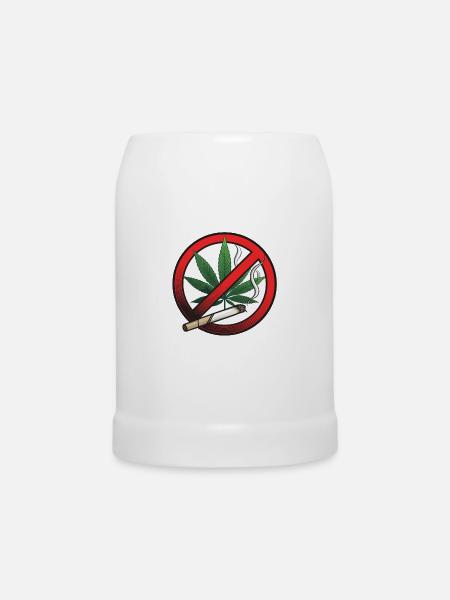 Cannabis Marihuana Verbotsschild - Bierkrug - Weiß
