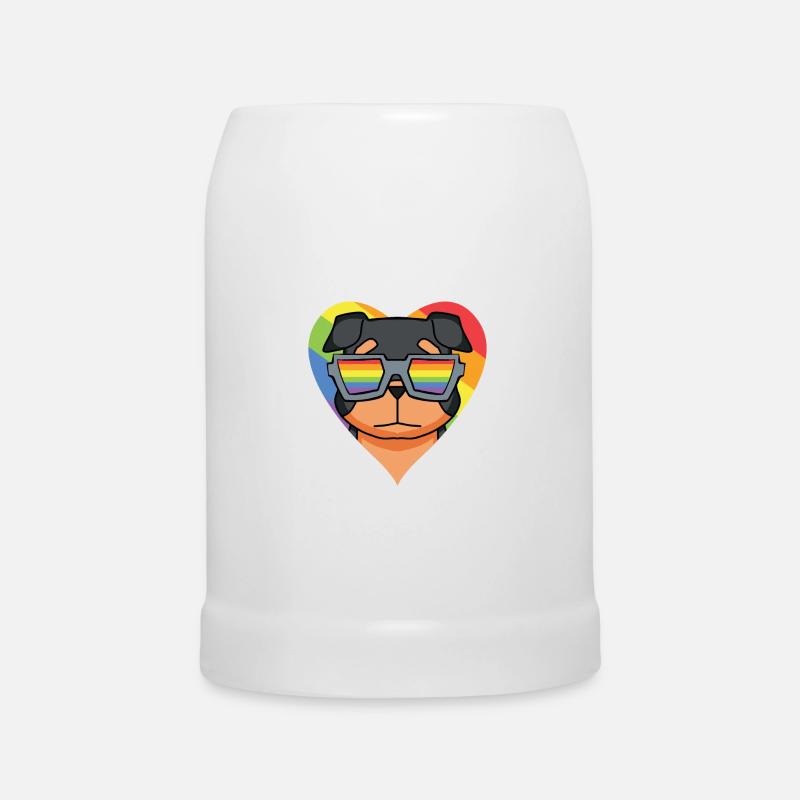LGBT Hund Rottweiler Regenbogen - Bierkrug - Weiß