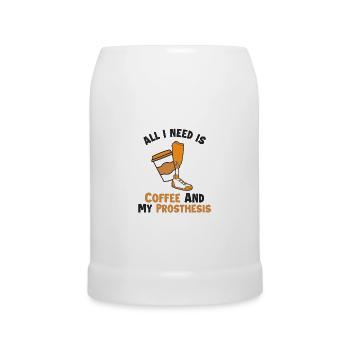 Kaffee und meine Prothese Prothese Fuß Benutzer Bein - Bierkrug - Weiß - Vorne