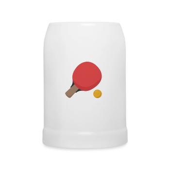 Table tennis racket with ball - Beer Mug - white - Front