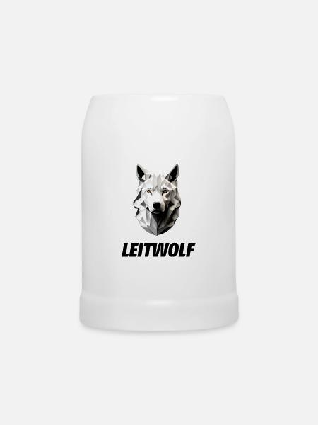 weißer Kopf vom Leitwolf - Bierkrug - Weiß