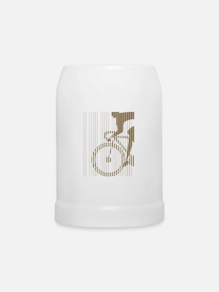 Fahrrad-Silhouette im Bauhaus-Stil - Bierkrug - Weiß
