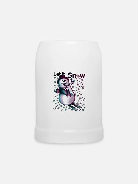Let it Snow – Fröhlicher Schneemann - Bierkrug - Weiß