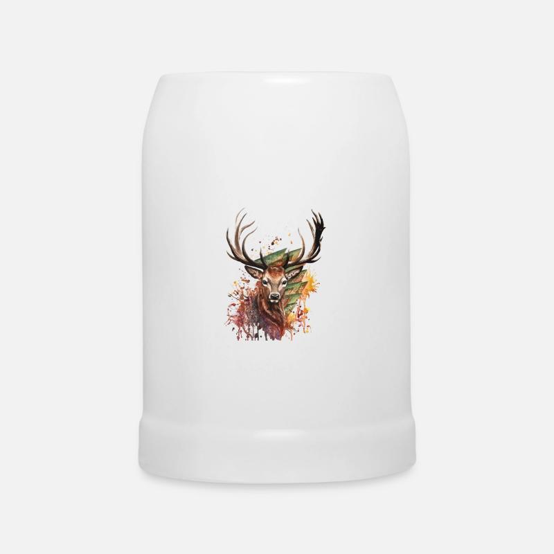 Hirsch Designe - Bierkrug - Weiß
