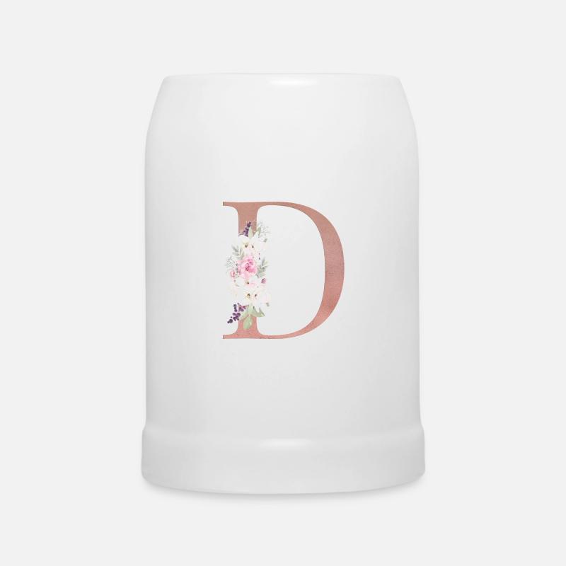 Personalisierbar Monogramm D Floral - Bierkrug - Weiß