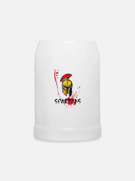 Helm Sparta und Blut 10 - Bierkrug - Weiß
