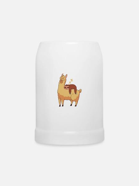 Faultier Lama Lustig Süß Faul Alpaka Geschenk - Bierkrug - Weiß
