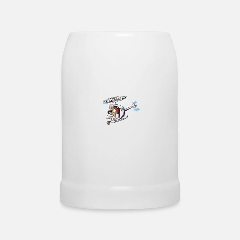Typisch Oma Teppichklopfer Hubschrauber Aufpassen - Bierkrug - Weiß