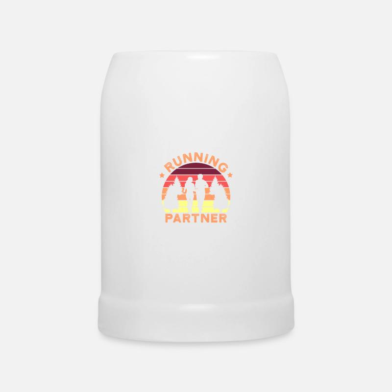 Funny running partner jogging sport running gift - Beer Mug - white