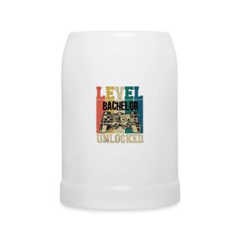 Level Bachelor Freigeschaltet - Bierkrug - Weiß - Vorne