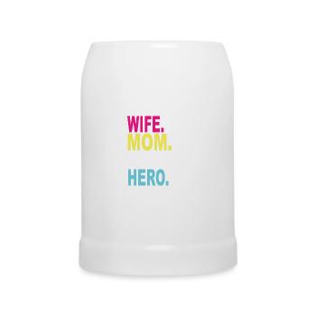 Wife Mom Teacher Hero - Beer Mug - white - Front