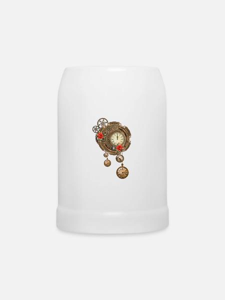 Wunderbare Steampunk-Uhr - Bierkrug - Weiß