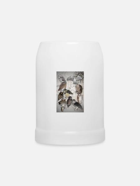 Eulen Weltweit Poster - Bierkrug - Weiß